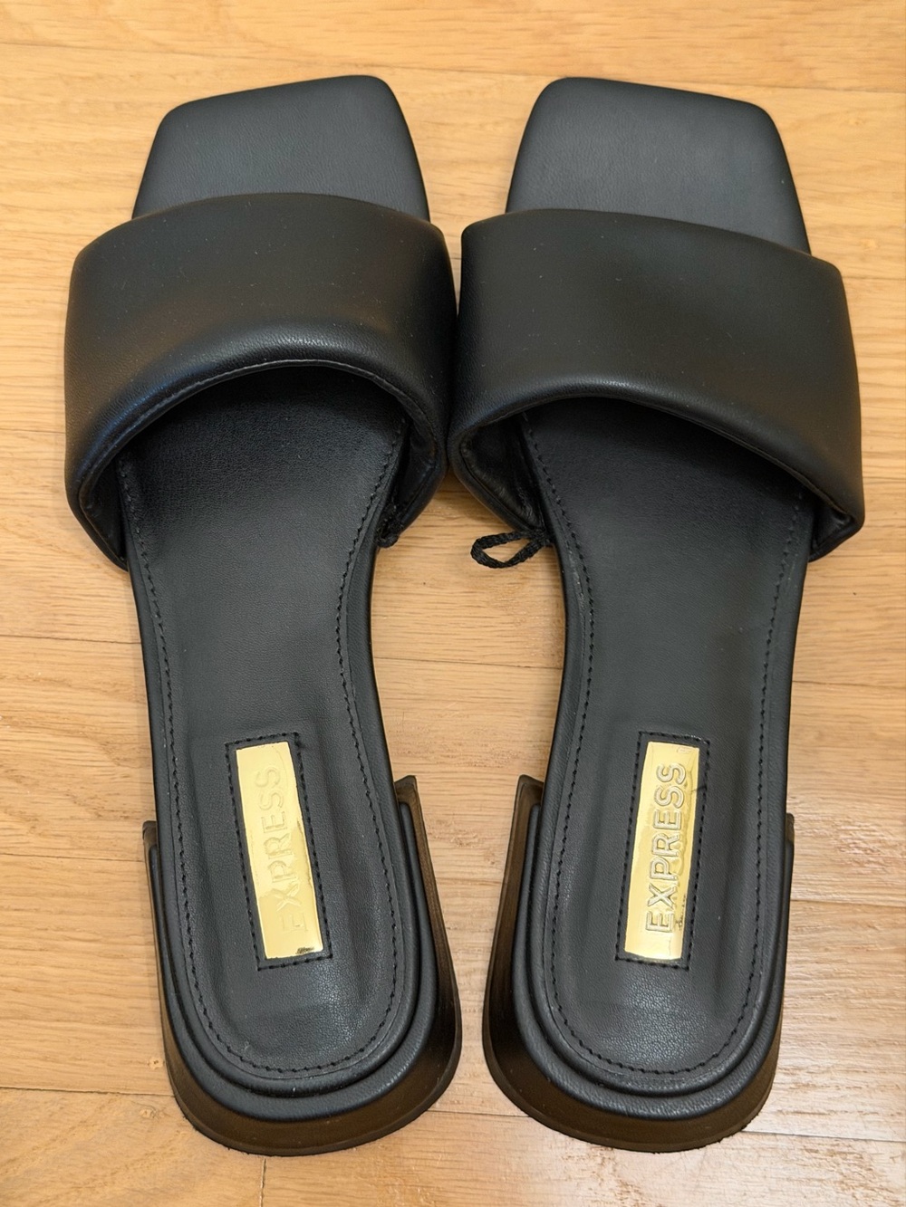 Express Black Square Toe Slide Sandals